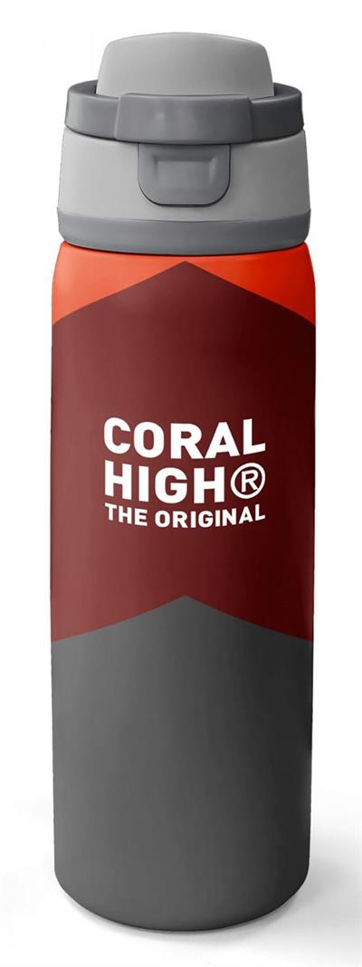 Coral High 800 ml Erkek Çocuk Turuncu Bordo Gri Renkli Pipetli ve Direkt İçim Çelik Termos/Matara - 38552