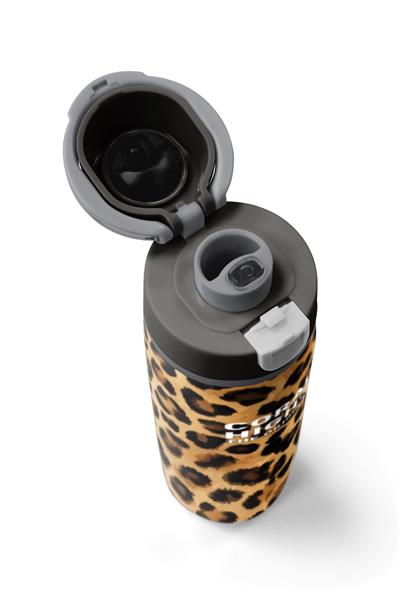 Coral High 800 ml Kız Çocuk Kahverengi Leopar Baskılı Pipetli ve Direkt İçim Çelik Termos/Matara - 38541