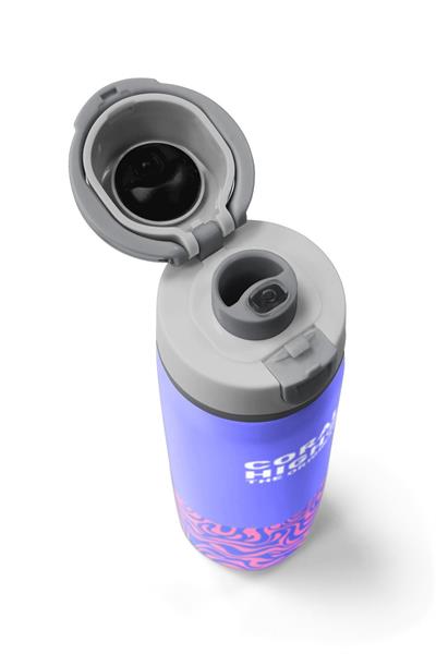 Coral High 800 ml Kız Çocuk Mor Dalga Desenli Pipetli ve Direkt İçim Çelik Termos/Matara - 38505
