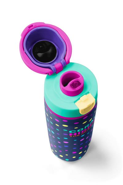 Coral High 800 ml Kız Çocuk Puantiyeli Lacivert Desenli Pipetli ve Direkt İçim Çelik Termos/Matara - 38534