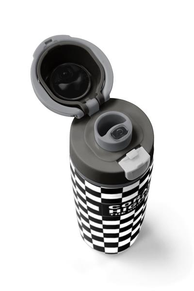 Coral High 800 ml Kız Çocuk Siyah Beyaz Dama Desenli Pipetli ve Direkt İçim Çelik Termos/Matara - 38538