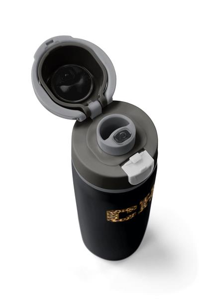 Coral High 800 ml Kız Çocuk Siyah Kahverengi Leopar CH Desenli Pipetli ve Direkt İçim Çelik Termos/Matara - 38506