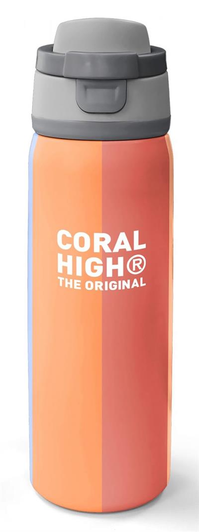 Coral High 800 ml Kız Çocuk Turuncu Sarı Mavi Renkli Çizgili Pipetli ve Direkt İçim Çelik Termos/Matara - 38540