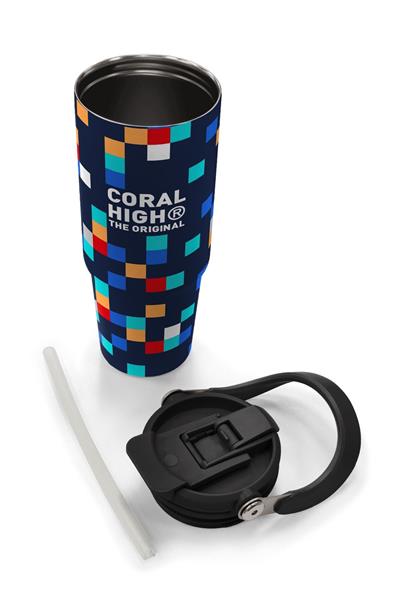 Coral High 900 ml Erkek Çocuk Lacivert Çok Renli Geometrik Desenler Çelik Termos /Matara - 38707