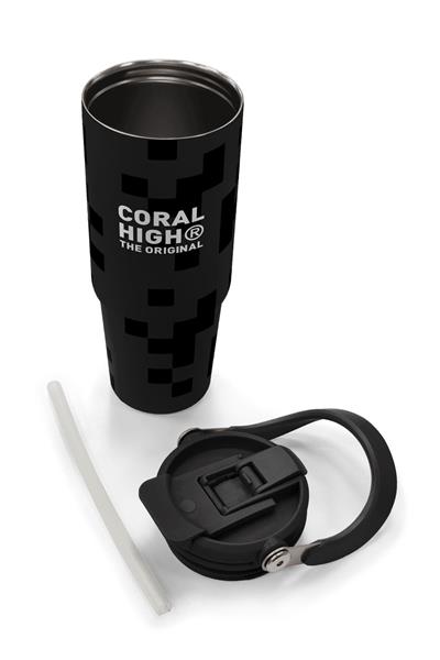 Coral High 900 ml Erkek Çocuk Siyah Blok Desenli Çelik Termos /Matara - 38720