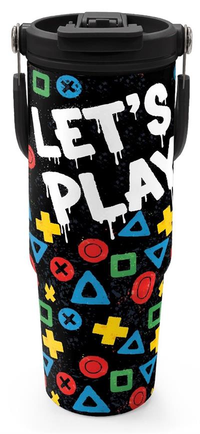 Coral High 900 ml Erkek Çocuk Siyah Çok Renkli Lets Play Baskılı Çelik Termos /Matara - 38728