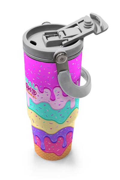 Coral High 900 ml Kız Çocuk Çok Renkli Dondurma Desenli Çelik Termos /Matara - 38741