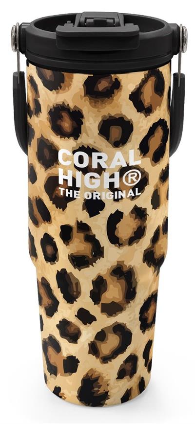 Coral High 900 ml Kız Çocuk Kahverengi Leopar Baskılı Çelik Termos /Matara - 38719