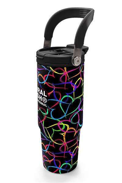 Coral High 900 ml Kız Çocuk Kalp Baskılı Siyah Pembe Çelik Termos /Matara - 38727