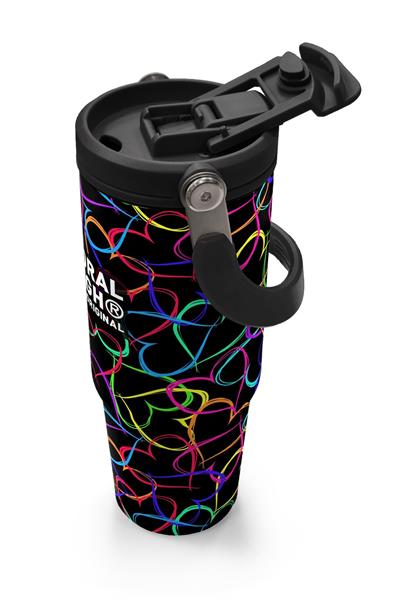 Coral High 900 ml Kız Çocuk Kalp Baskılı Siyah Pembe Çelik Termos /Matara - 38727