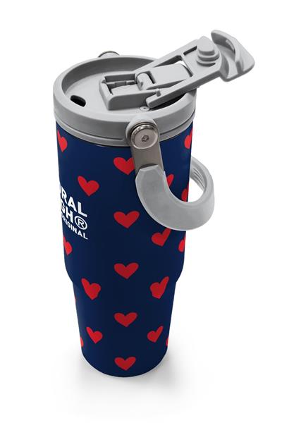 Coral High 900 ml Kız Çocuk Lacivert Kırmızı Kalp Desenli Çelik Termos /Matara - 38705