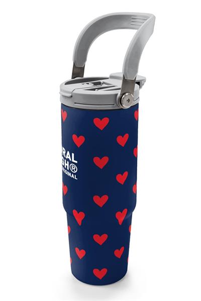 Coral High 900 ml Kız Çocuk Lacivert Kırmızı Kalp Desenli Çelik Termos /Matara - 38705