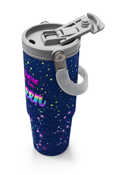 Coral High 900 ml Kız Çocuk Mor Mavi Baskılı Çelik Termos /Matara - 38710