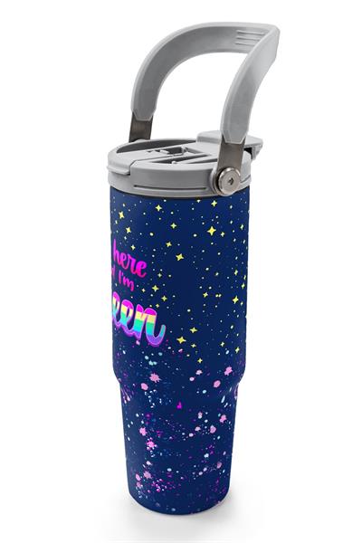 Coral High 900 ml Kız Çocuk Mor Mavi Baskılı Çelik Termos /Matara - 38710