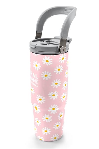 Coral High 900 ml Kız Çocuk Pembe Beyaz Papatya Desenli Çelik Termos /Matara - 38701