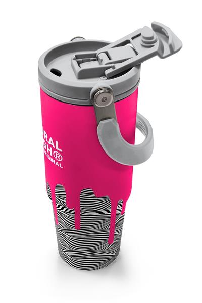 Coral High 900 ml Kız Çocuk Pembe Siyah Beyaz Boya Desenli Çelik Termos /Matara - 38718