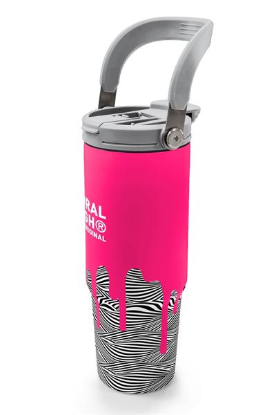 Coral High 900 ml Kız Çocuk Pembe Siyah Beyaz Boya Desenli Çelik Termos /Matara - 38718