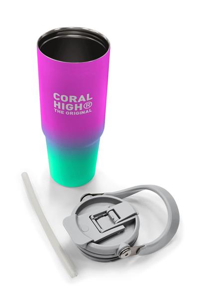 Coral High 900 ml Kız Çocuk Pembe Su Yeşili Renk Geçişli Çelik Termos /Matara - 38724