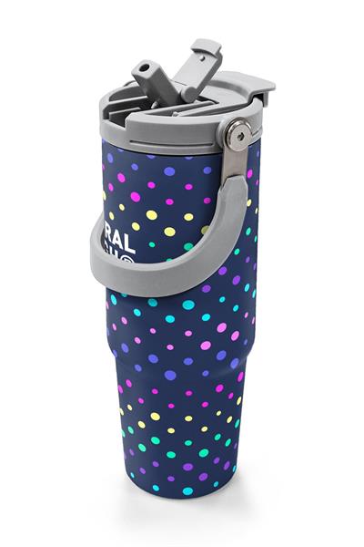 Coral High 900 ml Kız Çocuk Puantiyeli Lacivert Desenli Çelik Termos /Matara - 38714
