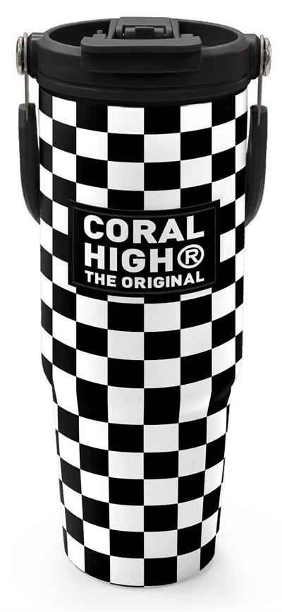Coral High 900 ml Kız Çocuk Siyah Beyaz Dama Desenli Çelik Termos /Matara - 38717