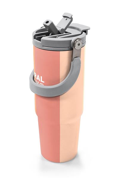 Coral High 900 ml Kız Çocuk Turuncu Sarı Mavi Renkli Çizgili Çelik Termos /Matara - 38746
