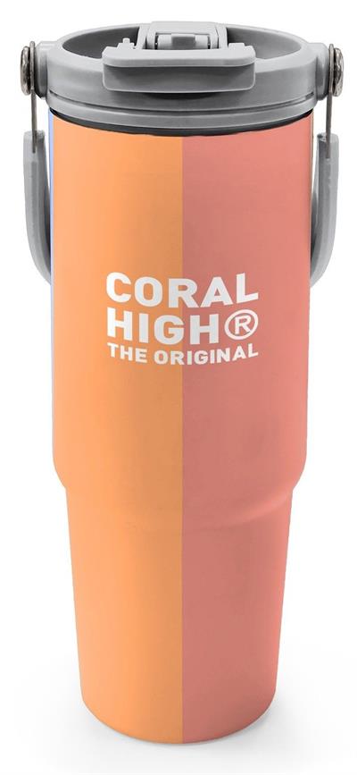 Coral High 900 ml Kız Çocuk Turuncu Sarı Mavi Renkli Çizgili Çelik Termos /Matara - 38746