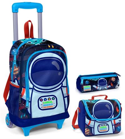 Coral High Astronot Çekçek Çanta Seti - Işıklı Tekerlekler - Erkek Çocuk