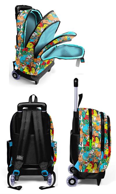 Coral High Çekçek Tekerlekli Erkek Çocuk, Siyah Hayaletler, İlkokul Üçlü Okul Çanta Seti