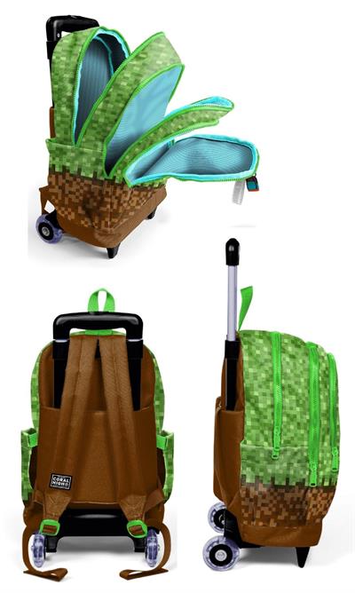 Coral High Çekçek Tekerlekli Erkek Çocuk, Yeşil Kahverengi Craft, İlkokul Üçlü Okul Çanta Seti