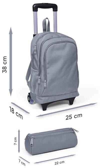 Coral High Çekçek Tekerlekli (Işıklı) Çanta ve Kalemlik - Kız Çocuk - Sarı Mor Dama