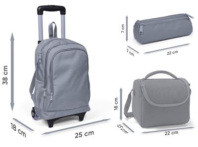 Coral High Çekçek Tekerlekli Kız Çocuk, Turkuaz Pembe Çizgili, İlkokul Üçlü Okul Çanta Seti