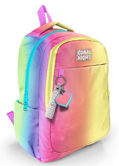 Coral High Dikey Renk Geçişli Kız Çocuk İlkokul ve Ortaokul Sırt Çantası - Üç Bölmeli 23668