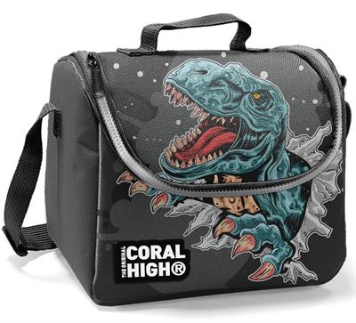 Coral High Dinazor Baskılı Okul ve Beslenme Çantası - Erkek - USB Soketli