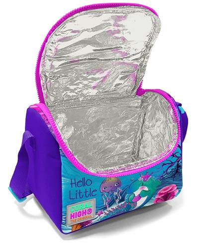 Coral High Dört Bölmeli Kız Çocuk Okul Sırt Çantası ve Beslenme Seti - Pembe Mor Kaplumbağa