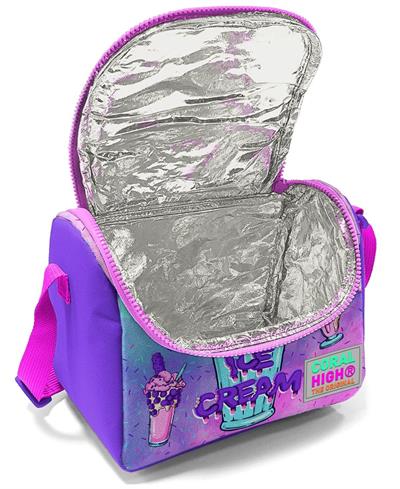 Coral High Dört Bölmeli Kız Çocuk Okul Sırt Çantası ve Beslenme Seti - Pembe Mor Dondurma