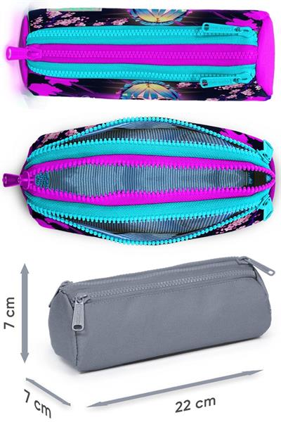 Coral High Dört Bölmeli Kız Çocuk Okul Sırt Çantası ve Beslenme Seti - Mor Pembe Anime Kedi