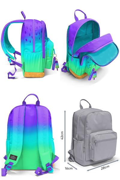 Coral High Dört Bölmeli Mor Lila Renk Geçişli Ortaokul Çantası - Kız Çocuk