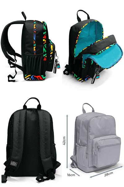 Coral High Dört Bölmeli Ortaokul Çantası ve Beslenme Çantası Seti - Siyah Grafiti - Erkek Çocuk