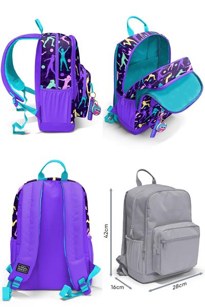 Coral High Dört Bölmeli Ortaokul Çantası ve Beslenme Çantası Seti - Mor Voleybol - Kız Çocuk