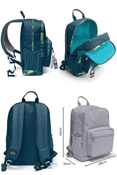 Coral High Dört Bölmeli Ortaokul Sırt Çantası ve Kalemlik Seti - Nefti Kamuflaj - Erkek Çocuk