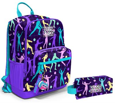 Coral High Dört Bölmeli Ortaokul Sırt Çantası ve Kalemlik Seti - Mor Voleybol - Kız Çocuk
