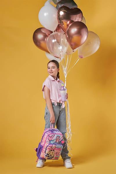 Coral High Dört Bölmeli Pembe Mor Fashion Girl Desenli İlkokul Sırt Çantası - Kız Çocuk