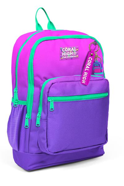 Coral High Dört Bölmeli Pembe Mor Renk Geçişli İlkokul Sırt Çantası - Kız Çocuk