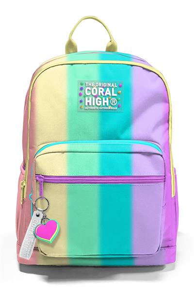 Coral High Dört Bölmeli Renkli Çizgili Ortaokul Çantası - Kız Çocuk