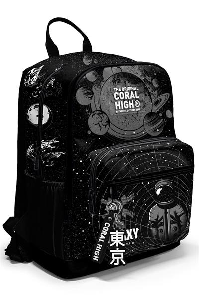Coral High Dört Bölmeli Siyah Galaxy Ortaokul Çantası - Erkek Çocuk