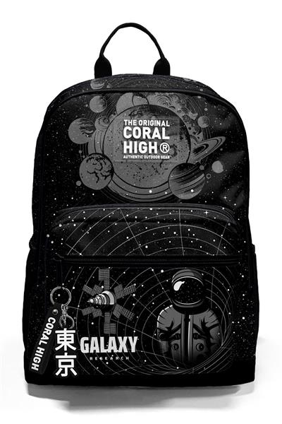 Coral High Dört Bölmeli Siyah Galaxy Ortaokul Çantası - Erkek Çocuk