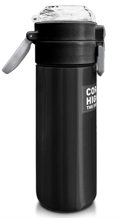 Coral High Erkek Çocuk 500 ml Okul ve Günlük Paslanmaz Çelik Termos - Siyah Yeşil Çizgili Desenli  - Sızdırmaz 31896