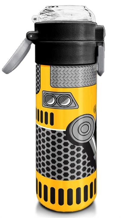 Coral High Erkek Çocuk 500 ml Okul ve Günlük Paslanmaz Çelik Termos - Sarı Siyah Robot Desenli - Sızdırmaz 31862