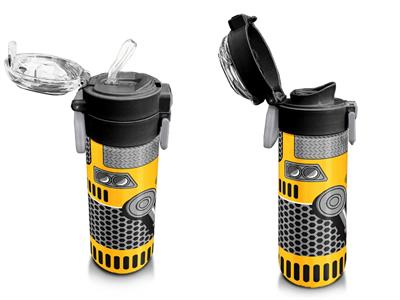 Coral High Erkek Çocuk 500 ml Okul ve Günlük Paslanmaz Çelik Termos - Sarı Siyah Robot Desenli - Sızdırmaz 31862