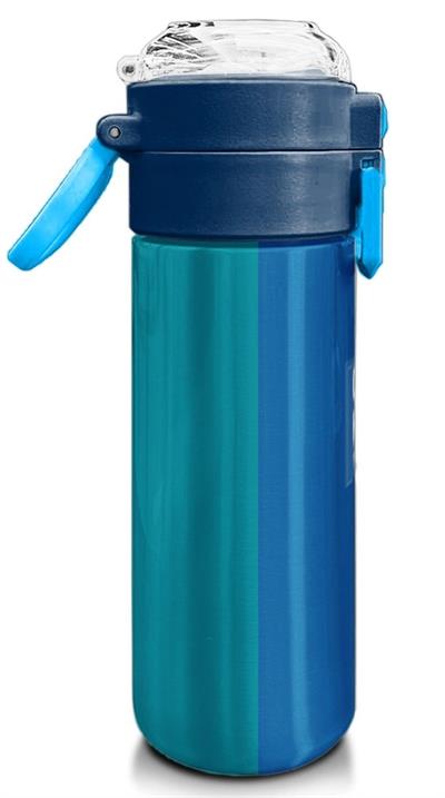 Coral High Erkek Çocuk 500 ml Okul ve Günlük Paslanmaz Çelik Termos - Mavi Pembe Renkli Çizgili - Sızdırmaz 31879